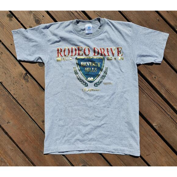 Vintage 1992 Beverly Hills Rodeo Drive T Shirt Belton Size Medium Single Stitch - Picture 1 of 7
